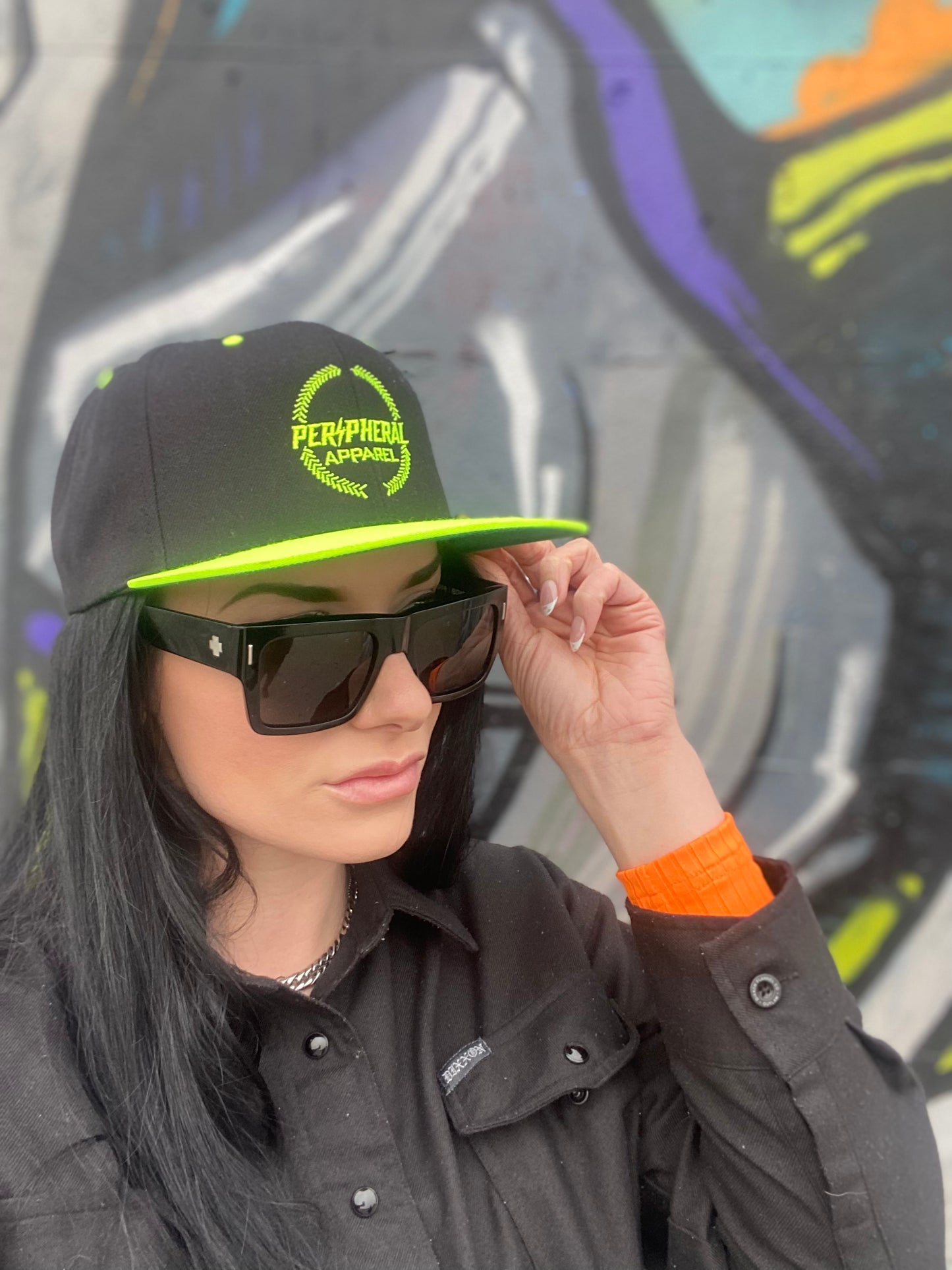 Black & Neon Green Snapback